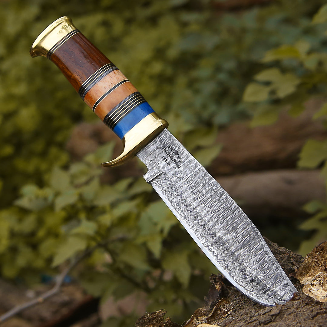 Custom Hunting Knife - Skywalker Custom Hunting Knife with Bone & Wood Composite Handle - Shokunin USA