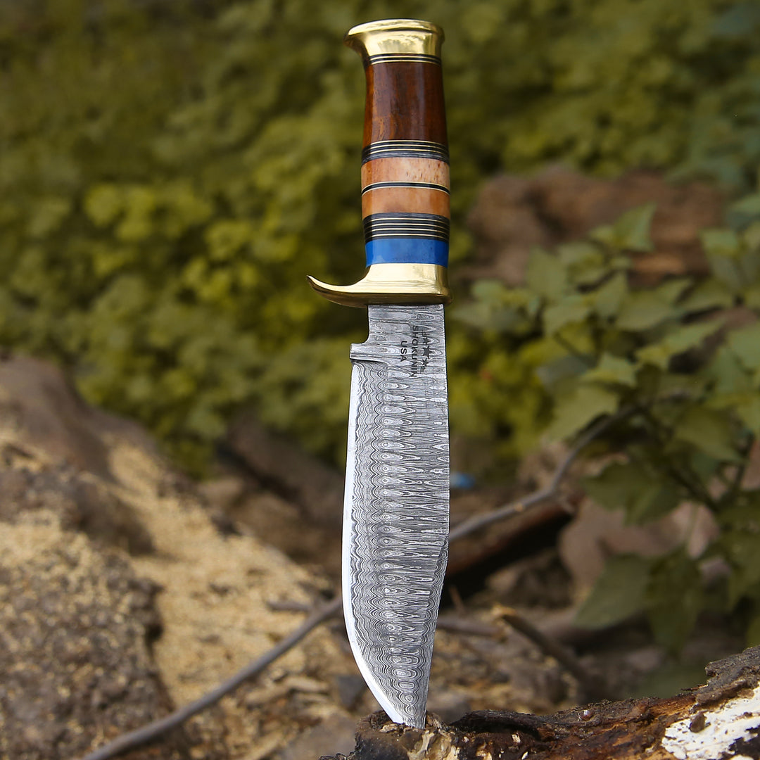 Custom Hunting Knife - Skywalker Custom Hunting Knife with Bone & Wood Composite Handle - Shokunin USA