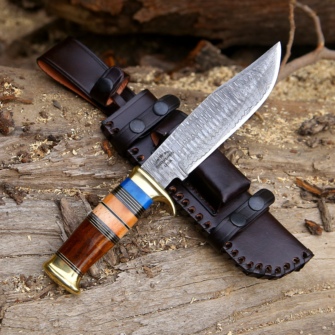 Custom Hunting Knife - Skywalker Custom Hunting Knife with Bone & Wood Composite Handle - Shokunin USA