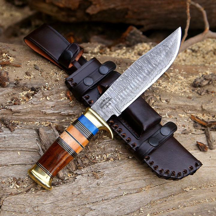 Custom Hunting Knife - Skywalker Custom Hunting Knife with Bone & Wood Composite Handle - Shokunin USA