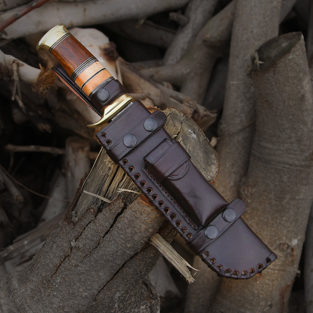 Custom Hunting Knife - Skywalker Custom Hunting Knife with Bone & Wood Composite Handle - Shokunin USA