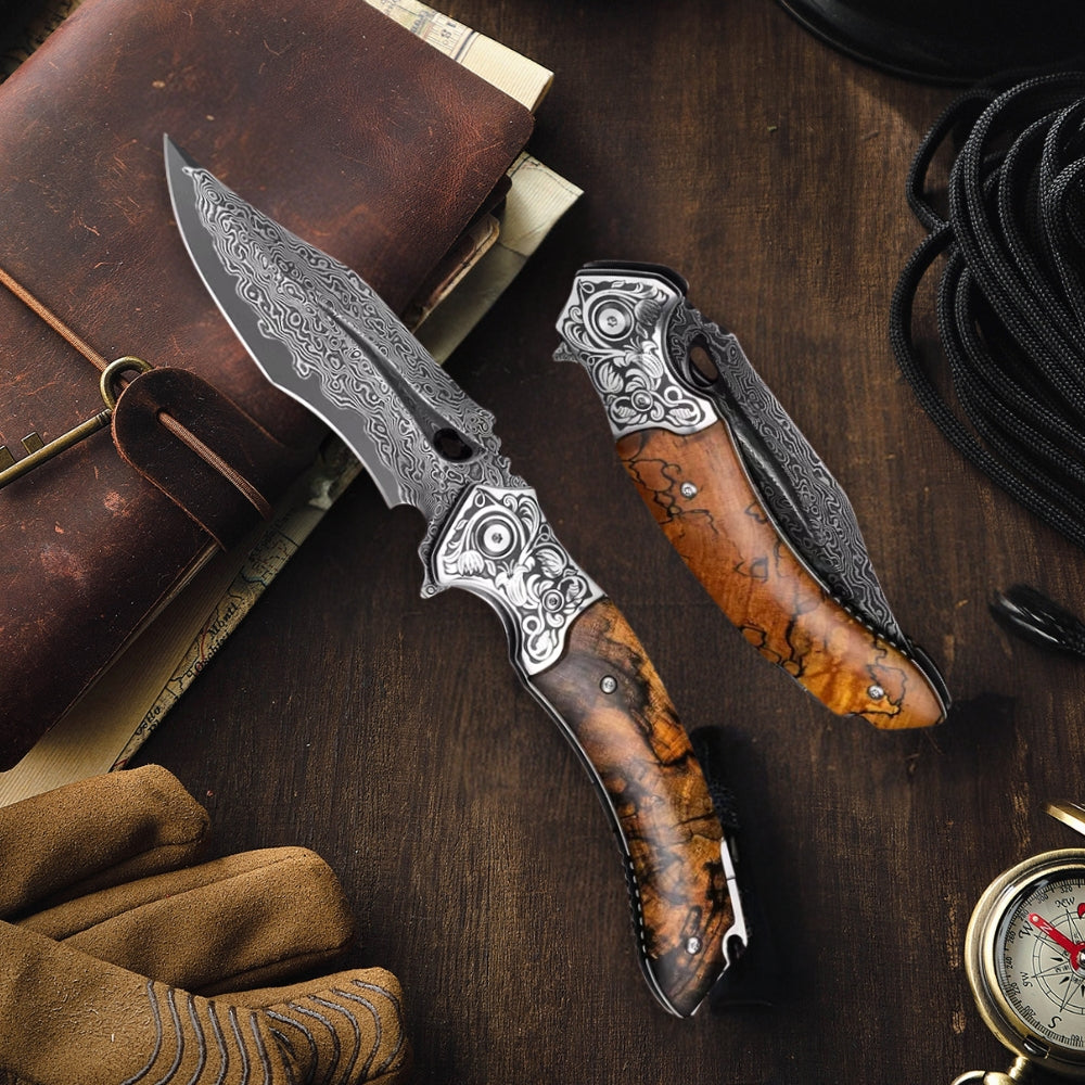 Pocket Knives - Atlas Gentleman's Pocket Knife with Exotic Desert Ironwood Handle and Sheath - Shokunin USA