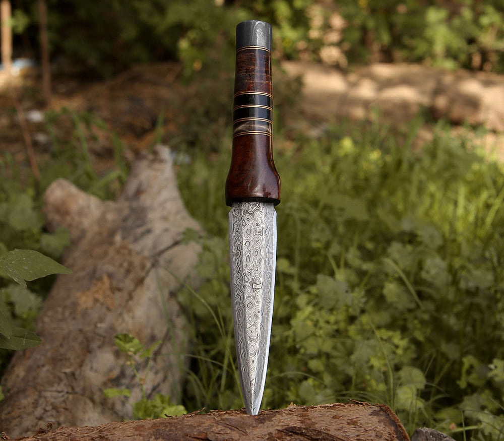 Damascus Knife - Cloud Damascus Dagger with Sheath - Shokunin USA