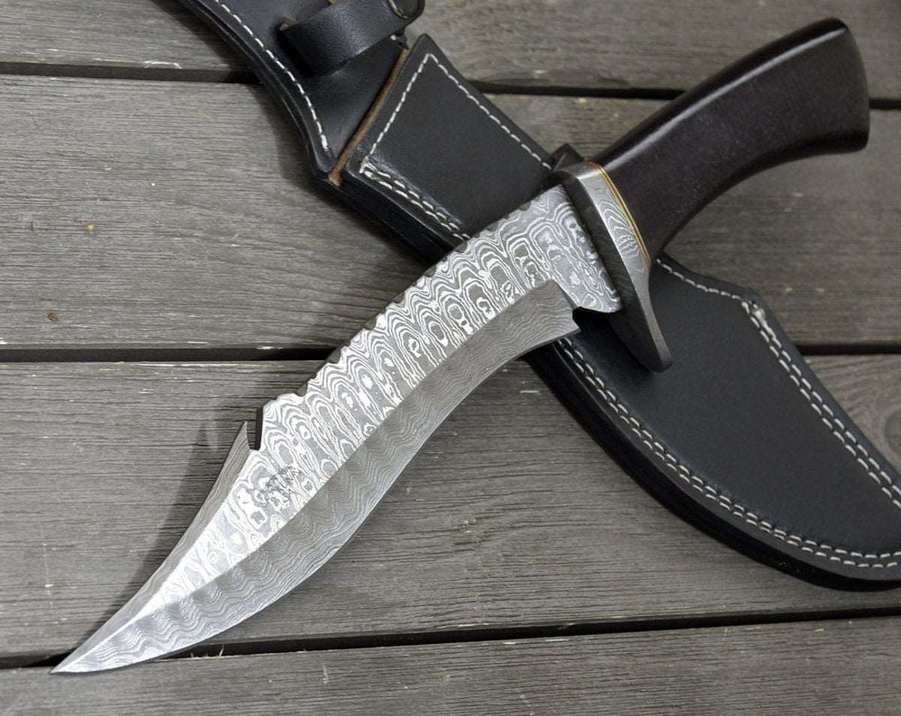 Hunting Knives - BlackOps Damascus Hunting Knife with Micarta Handle - Shokunin USA