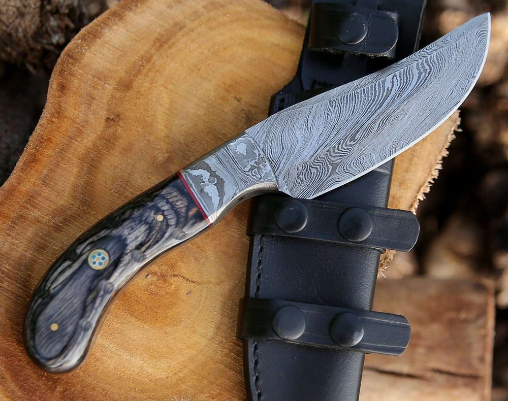 Damascus Knife - Draco Hunting Knife with Pakkawood Handle - Shokunin USA