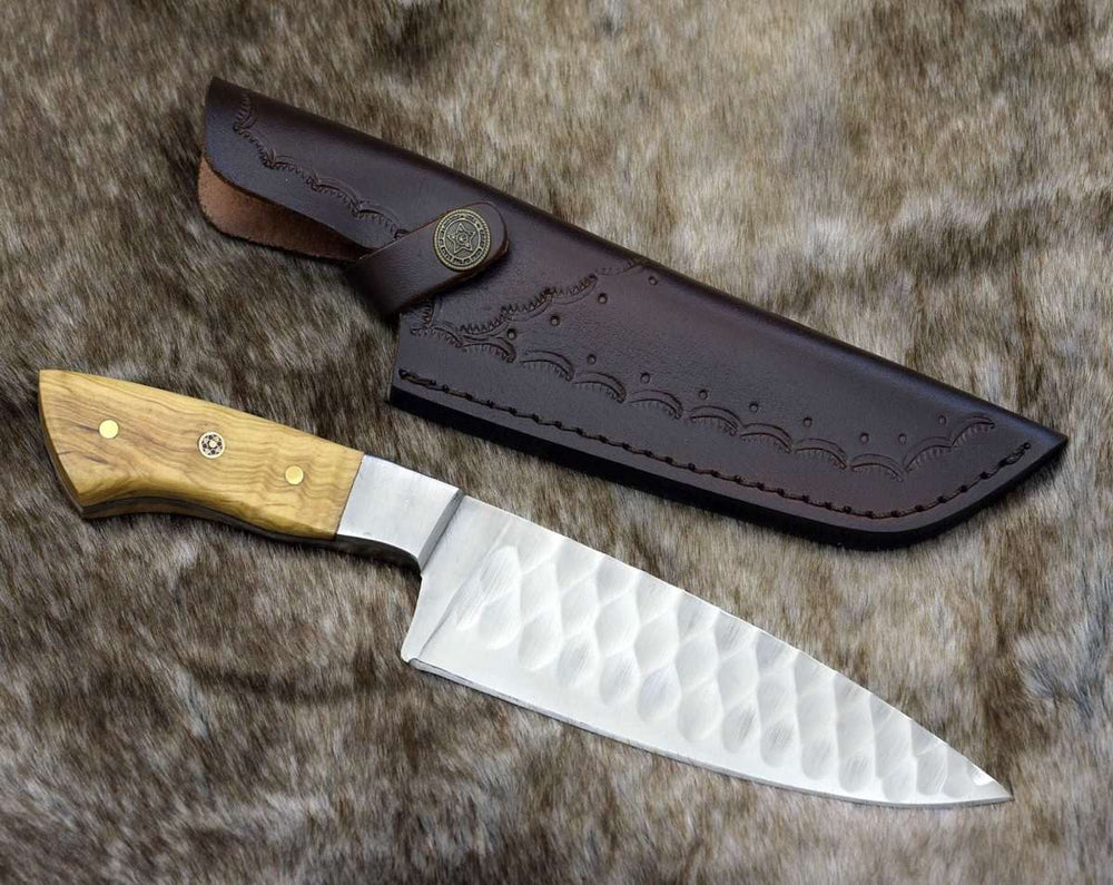 Chef knife - Increda Damascus Chef Knife with Olive Wood Handle - Shokunin USA