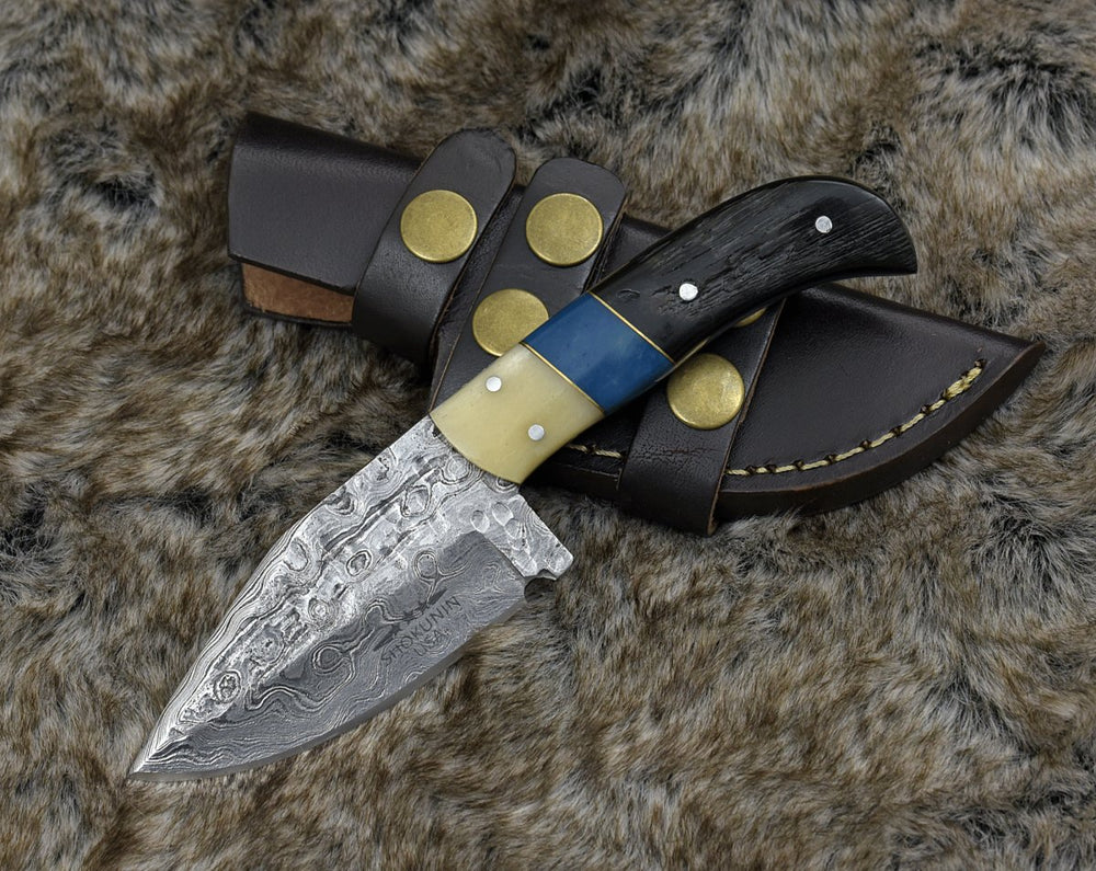Fixed blade knife. - Stormfury Skinning Knife with Ram Horn & Bone Handle - Shokunin USA