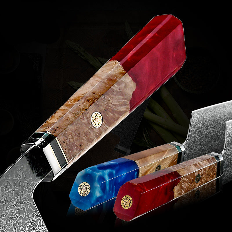 Chef knife - Zenith Chef Knife with Exotic Olive Burl Wood Handle & Sheath - Shokunin USA