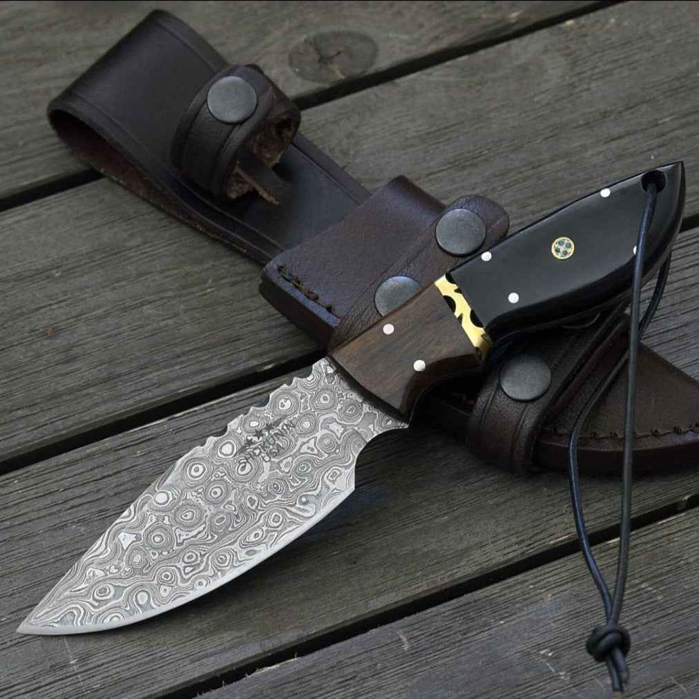 Utility Knife - Oathkeeper Deer Skinning Knife with Horn &amp; Rosewood Handle - Shokunin USA