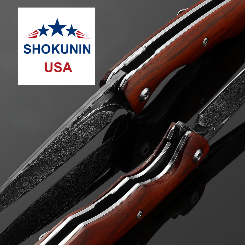 Pocket Knife - Quicksilver Handmade Japanese Damascus Pocket Knife with Exotic Red Sandalwood Handle - Shokunin USA