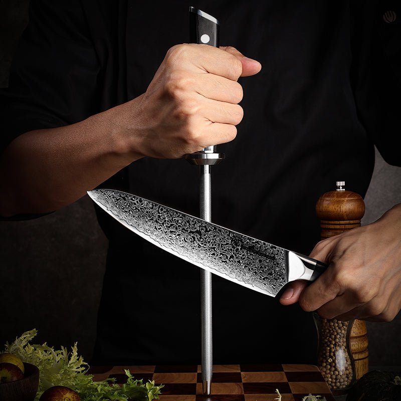 knife sharpener - Professional Diamond Knife Sharpener 10 inch German Stainless Steel Black G10 Fiber - Shokunin USA