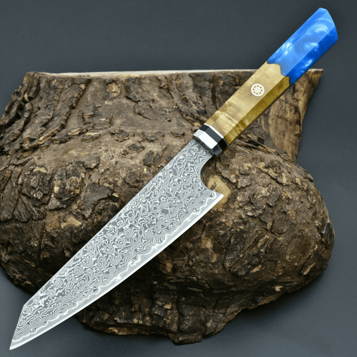 Chef Knife - Nirvana VG10 Damascus Chef's Knife with Exotic Olive Wood Handle - Shokunin USA