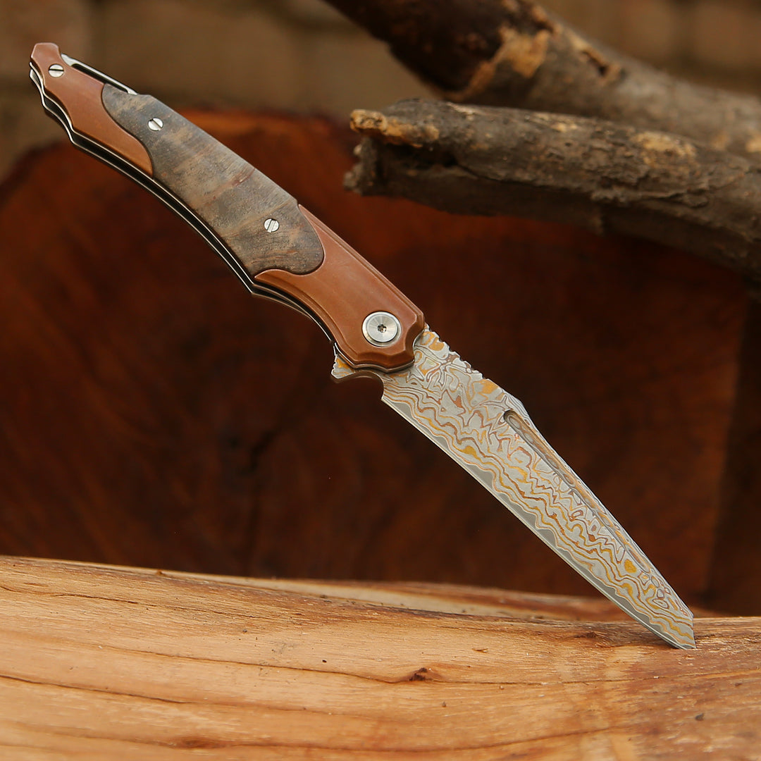 Cuchillo plegable Buck con mango de madera de rosa exótica