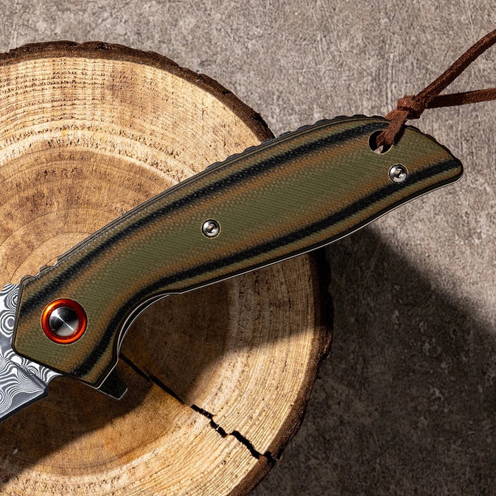Scorpion Folding Knife - Scorpion Japanese Folding Pocket Knife with VG-10 Damascus Steel &amp; G10 Handle - Shokunin USA