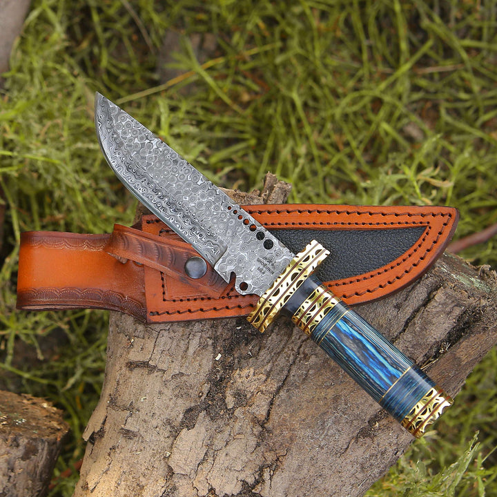 Shadowblade Bowie Knives - Shadowblade Damascus Steel Bowie Knife with Pakkawood Handle &amp; Sheath - Shokunin USA