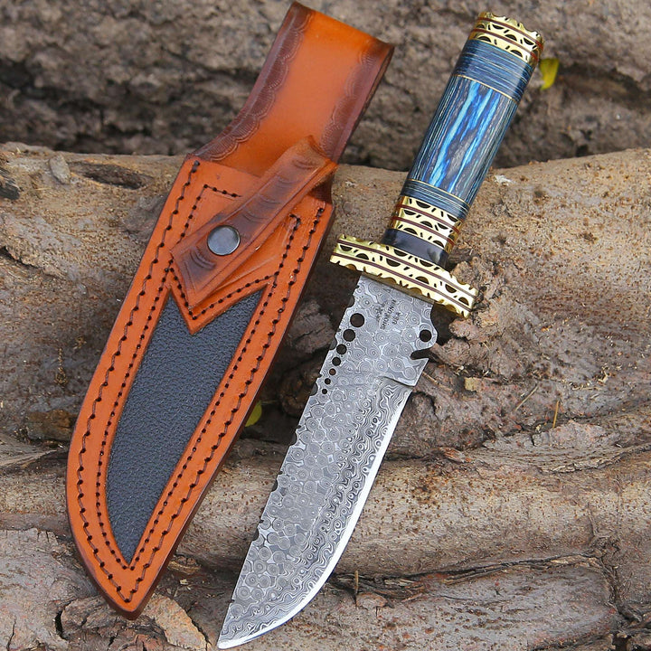 Bowie Knife - Shadowblade Damascus Steel Bowie Knife with Pakkawood Handle &amp; Sheath - Shokunin USA