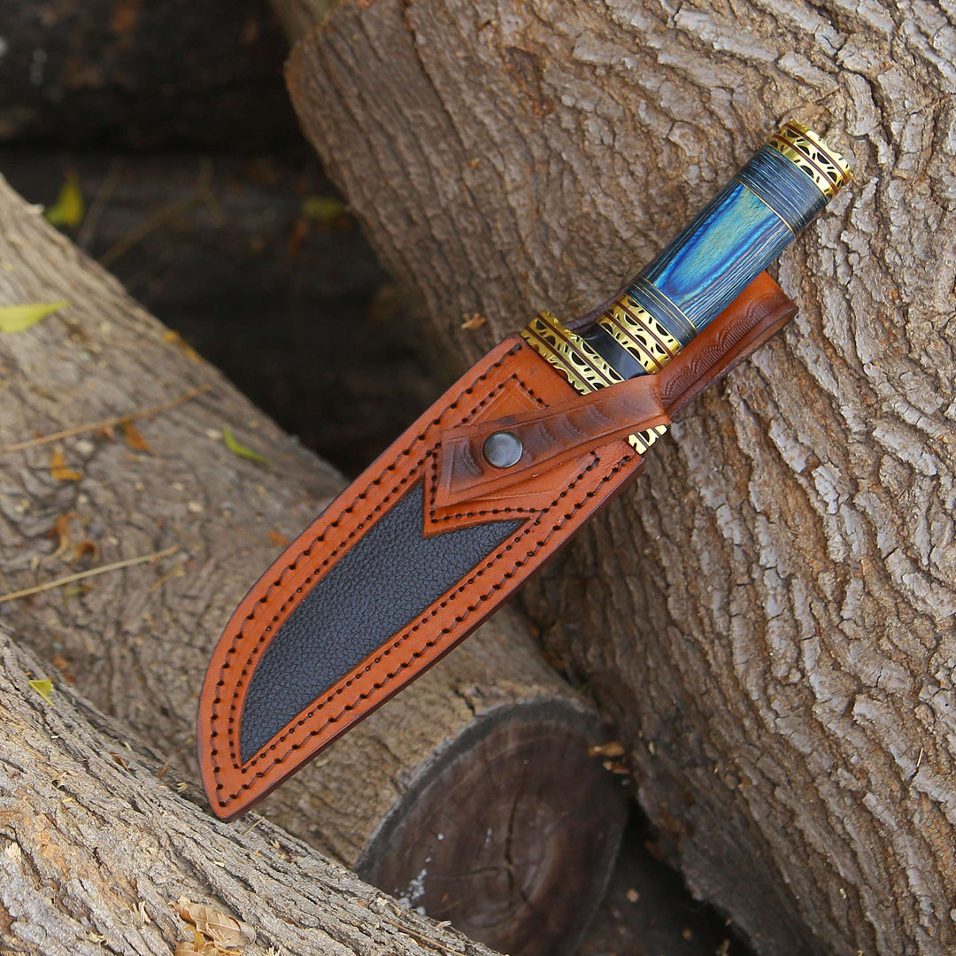 Shadowblade Knives - Shadowblade Damascus Steel Bowie Knife with Pakkawood Handle &amp; Sheath - Shokunin USA