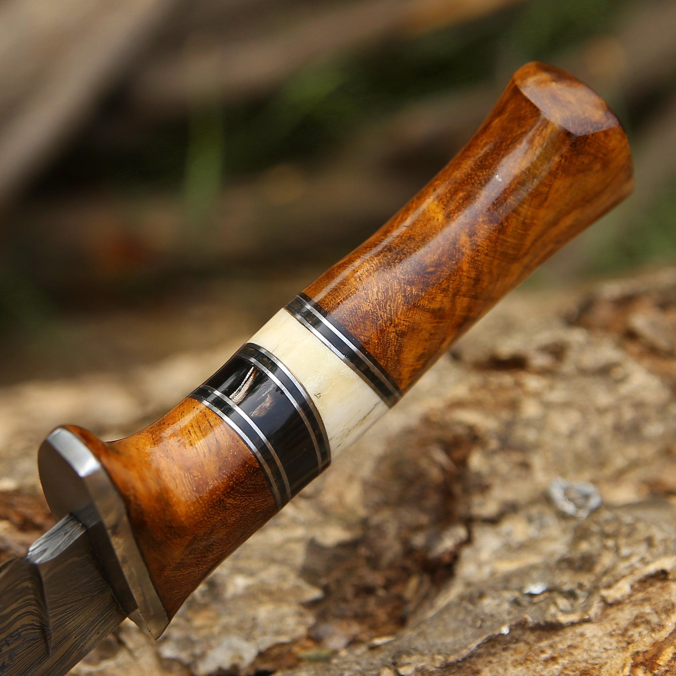 Premium Custom Hunting Knives - Feather Damascus - Shokunin USA