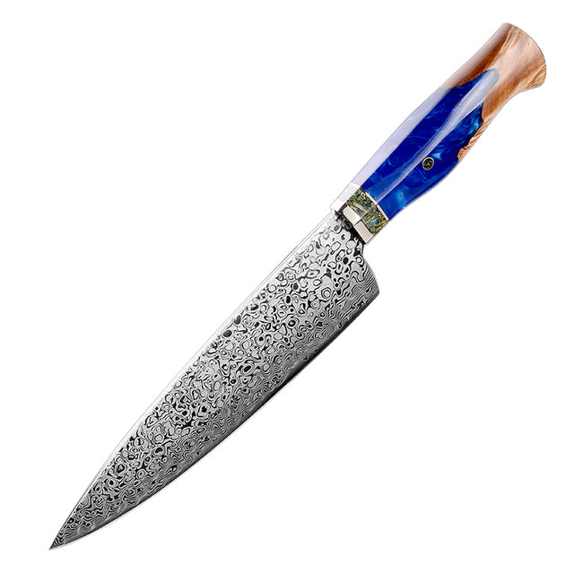 Knives Shinobi VG10 - Shinobi VG10 Damascus Chef Knife 8" with Exotic Olive Wood Handle - Shokunin USA