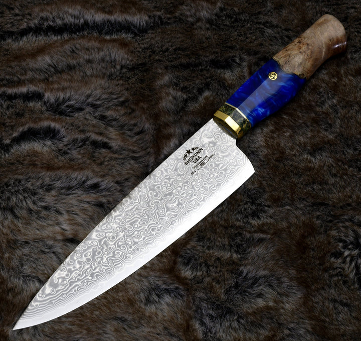 Shinobi VG10 Knives - Shinobi VG10 Damascus Chef Knife 8" with Exotic Olive Wood Handle - Shokunin USA