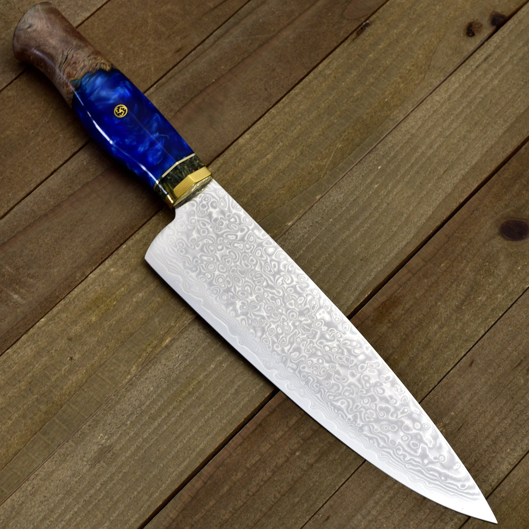 Shinobi VG10 Gifts - Shinobi VG10 Damascus Chef Knife 8" with Exotic Olive Wood Handle - Shokunin USA