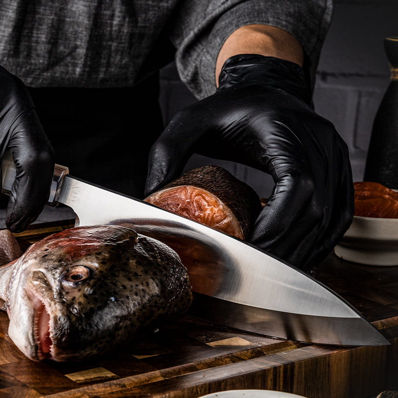 Chef Knife - Crystal Damascus Chef's Knife with Exotic Ebony Wood Handle - Shokunin USA