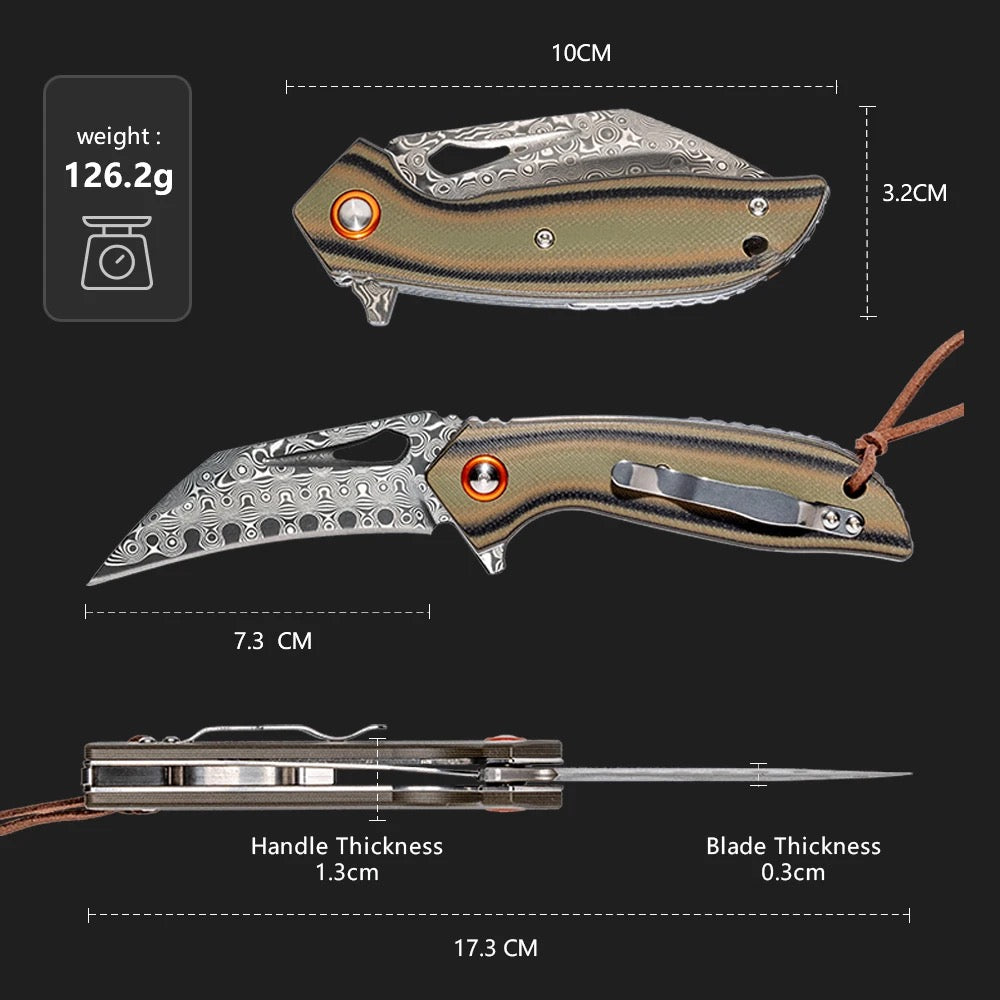 Pocket Knife - Damascus Knives Best for Hunting & Everyday Carry