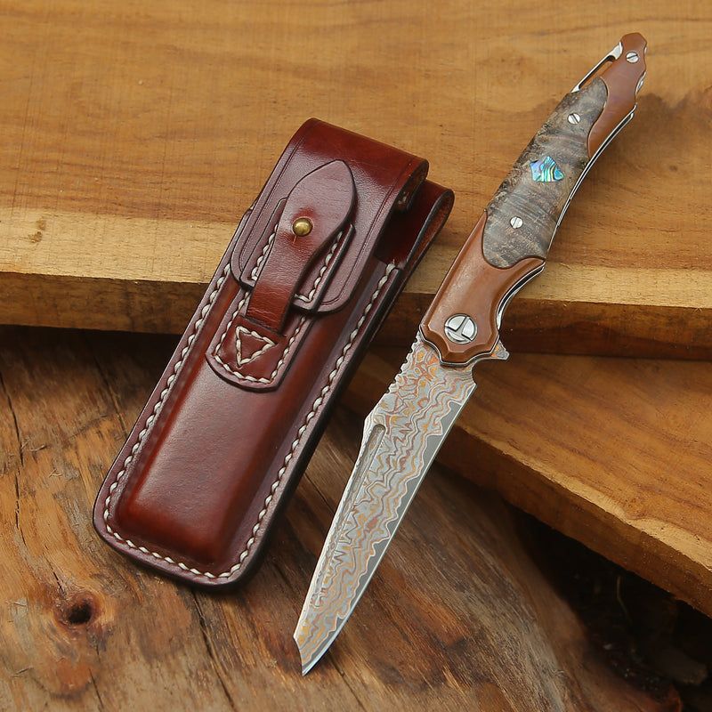 Best Pocket Knife - Copper Damascus -Shokunin USA