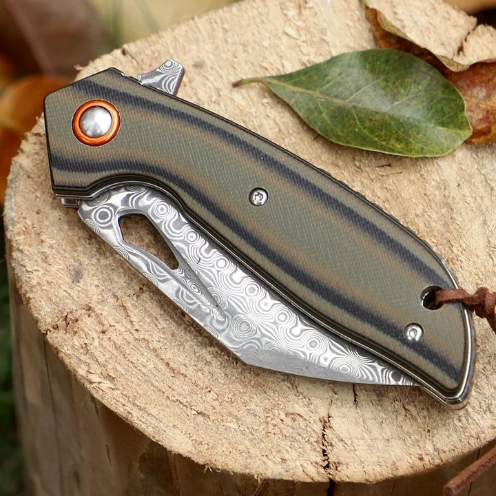 Scorpion Hunting Knife - Scorpion Japanese Folding Pocket Knife with VG-10 Damascus Steel &amp; G10 Handle - Shokunin USA