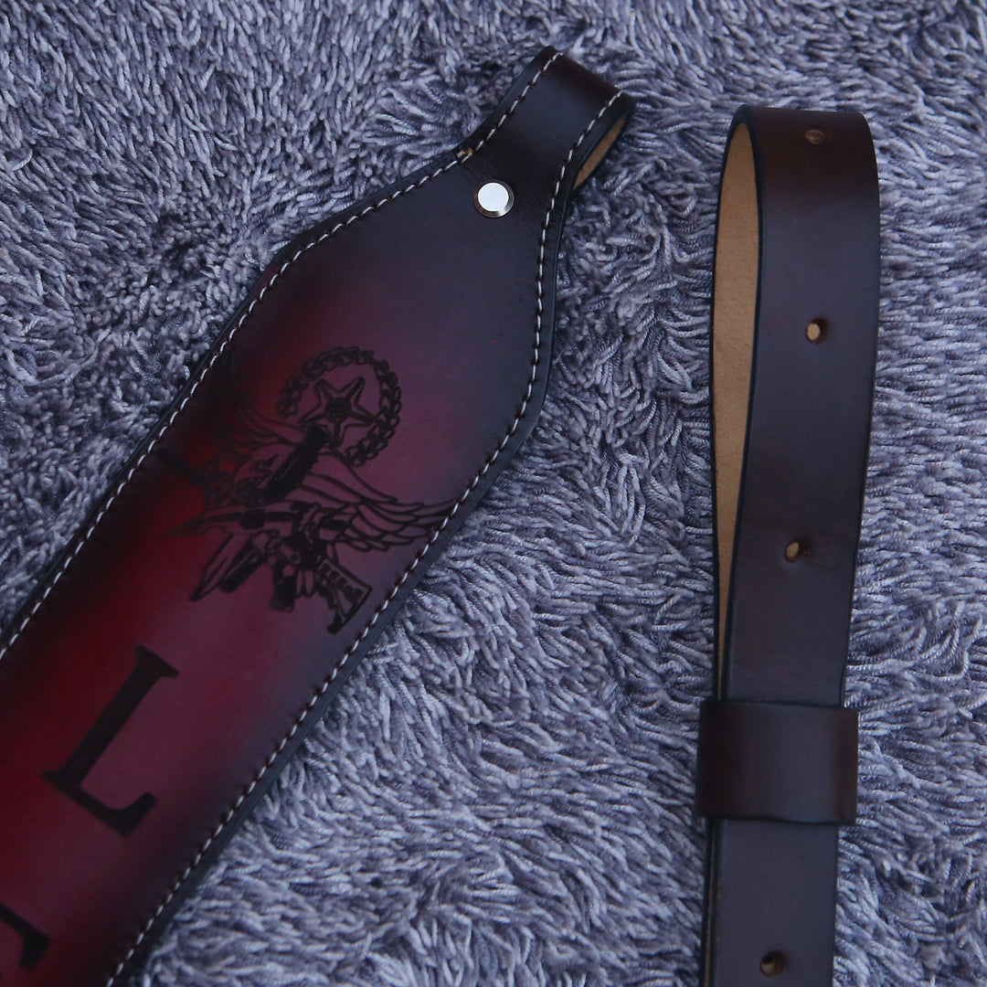 Leather Sling - Handmade Tooled Custom Leather Sling - Personalized - Shokunin USA
