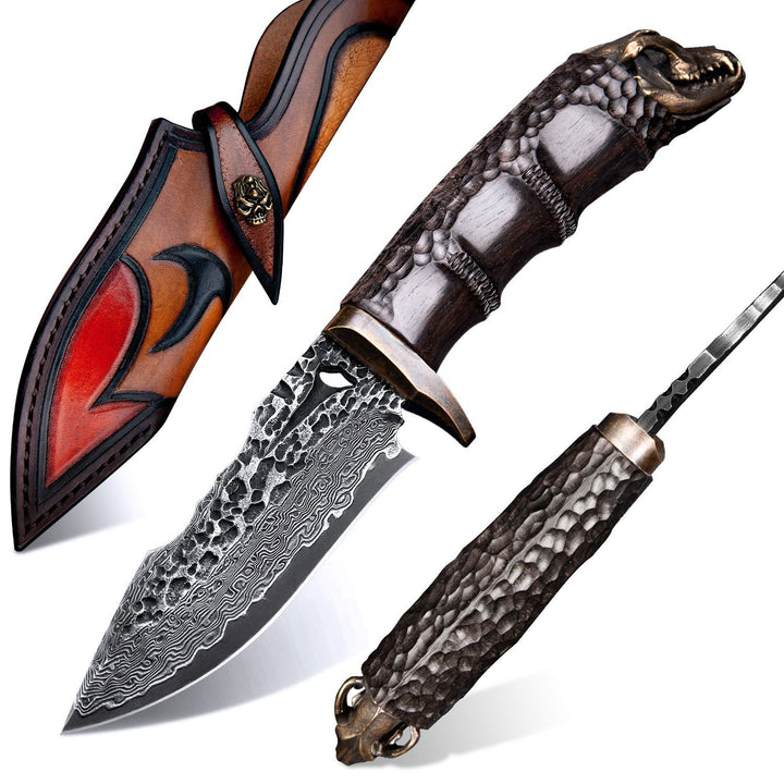 Savage VG10 Damascus Hunting Knife with Exotic Ebony Wood Handle