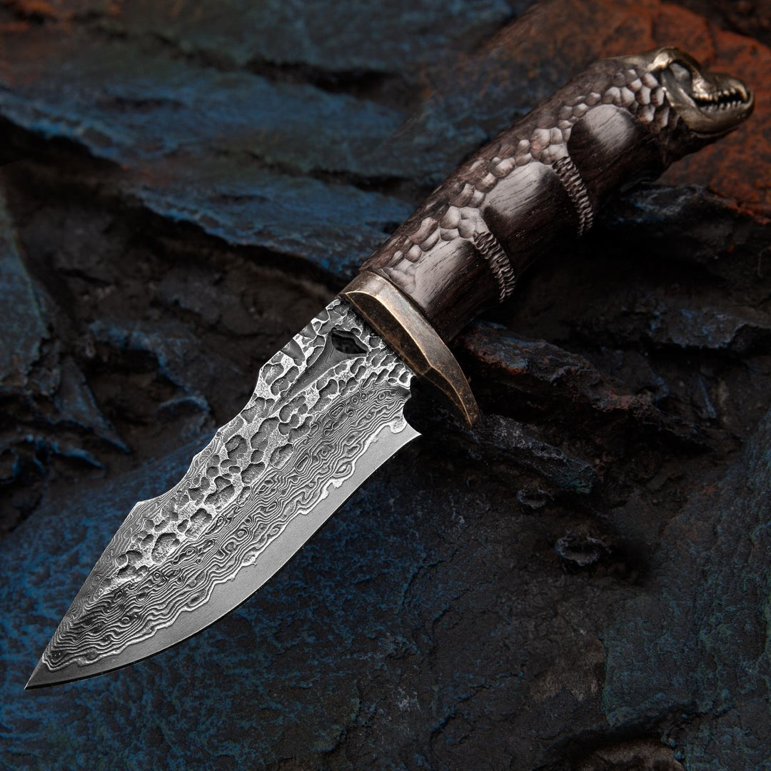 Savage VG10 Damascus Hunting Knife with Exotic Ebony Wood Handle