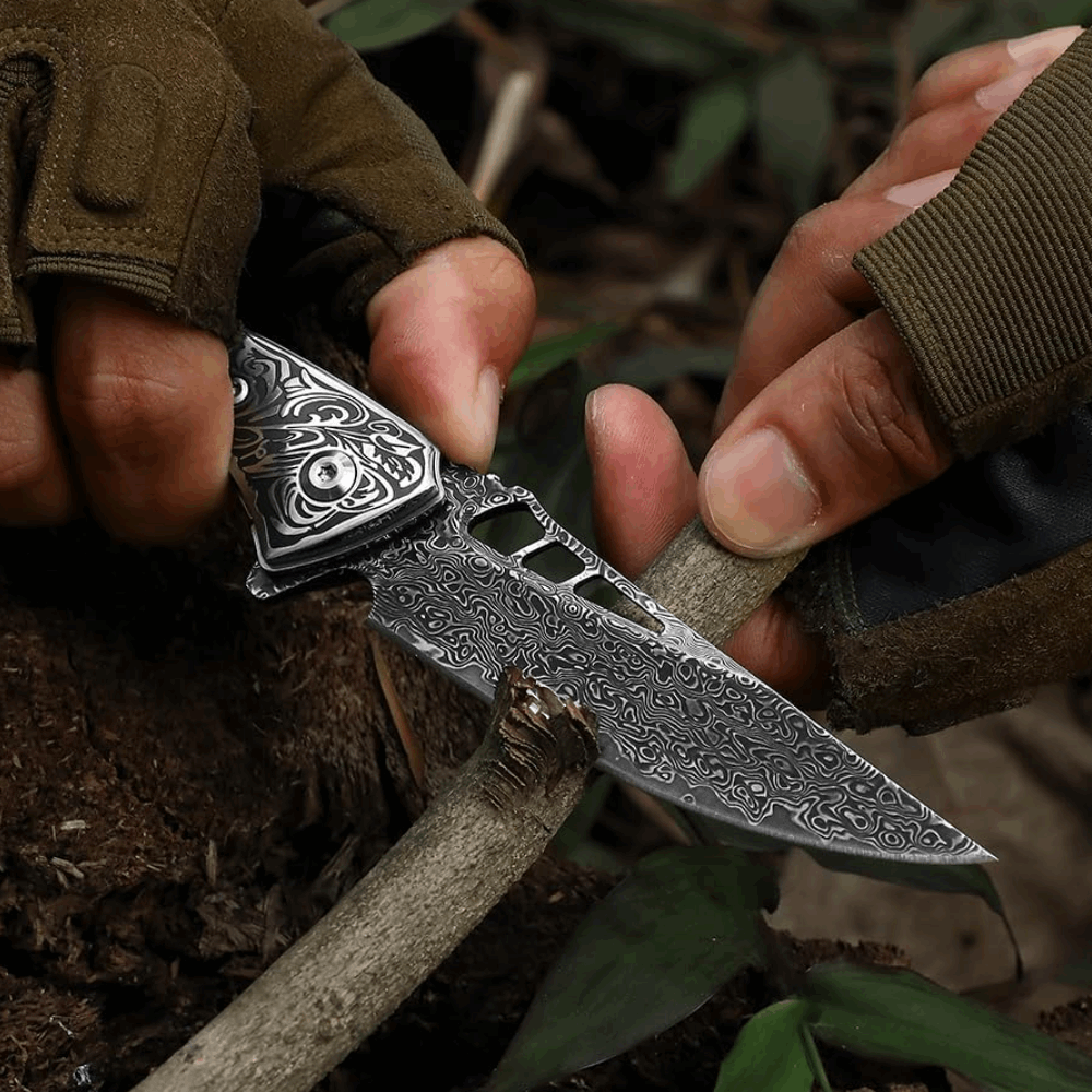 Pocket knife - Artemis Japanese VG10 Damascus Pocket Knife with Clip &amp; Exotic Red Sandal Wood Handle - Shokunin USA