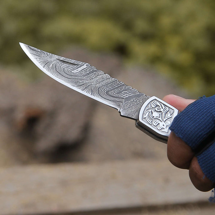 custom made folding knives - Striker Custom Pocket Knife with Pine Cone Handle - Shokunin USA