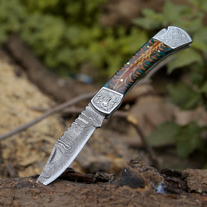 traditional folding knives - Striker Custom Pocket Knife with Pine Cone Handle - Shokunin USA