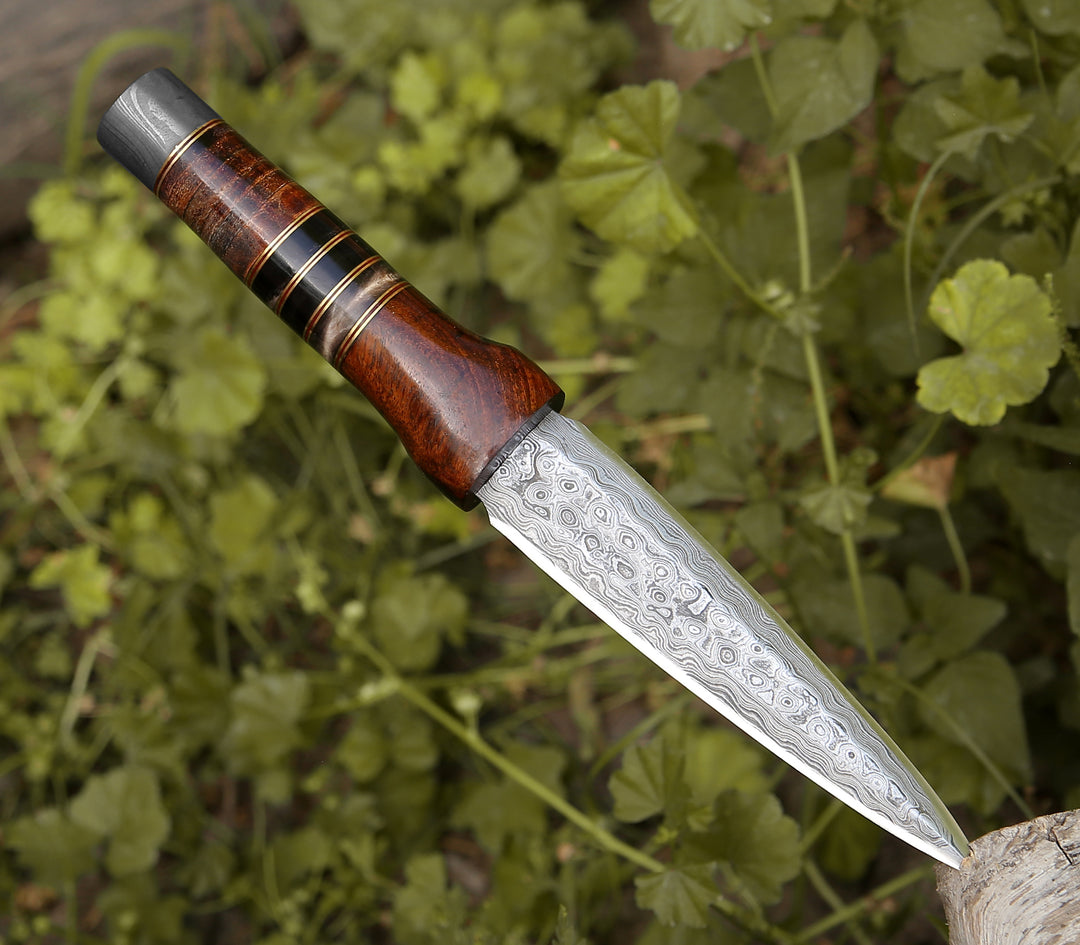 Damascus Knife - Cloud Damascus Fixed Blade Knife with Sheath - Shokunin USA