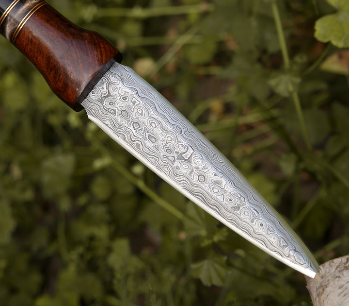 Damascus Knife - Cloud Damascus Fixed Blade Knife with Sheath - Shokunin USA