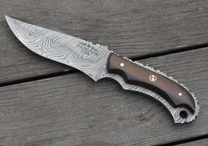 Alchemy Skinning Knives – Alchemy Damascus Skinning Knife with Micarta Handle – shokuninusa