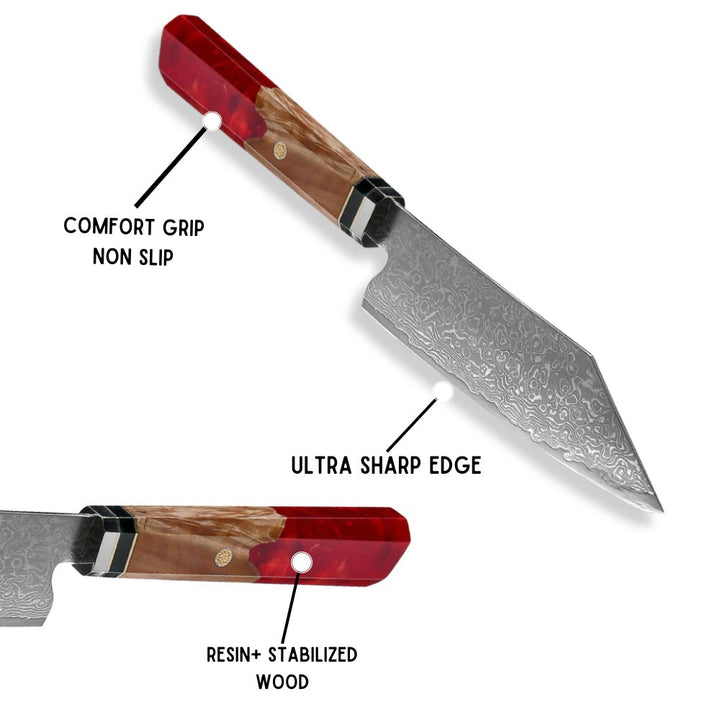 premium kitchen chef knives - Alpha Japanese VG10 Damascus Chef Knife with Exotic Olive Wood &amp; Resin Handle - Shokunin USA