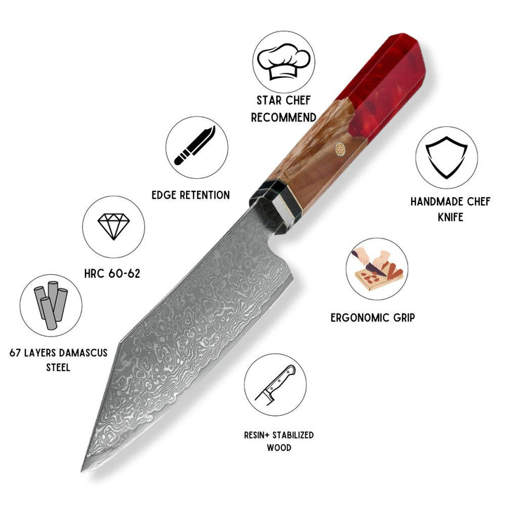 Alpha Chef Knives – Alpha Handmade Japanese VG10 Damascus Chef Knife with Exotic Olive Wood &amp; Resin Handle – shokuninusa