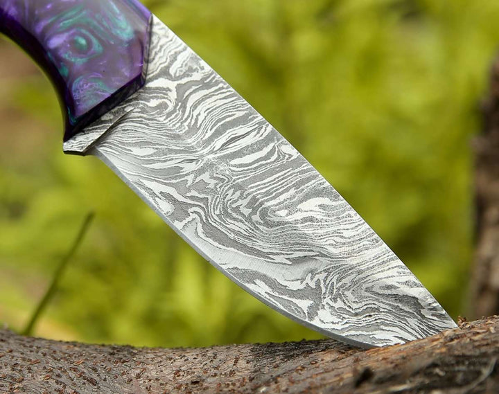 Arcane Hunting knives - Arcane Handmade Damascus Hunting Knife with Resin Handle - Shokunin USA