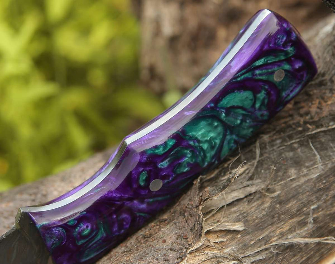 Arcane Hunting Knife - Arcane Handmade Damascus Hunting Knife with Resin Handle - Shokunin USA