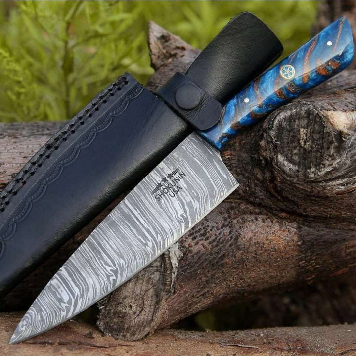 Chef knife - Cinder Damascus Chef Knife with Pine Cone Handle - Shokunin USA