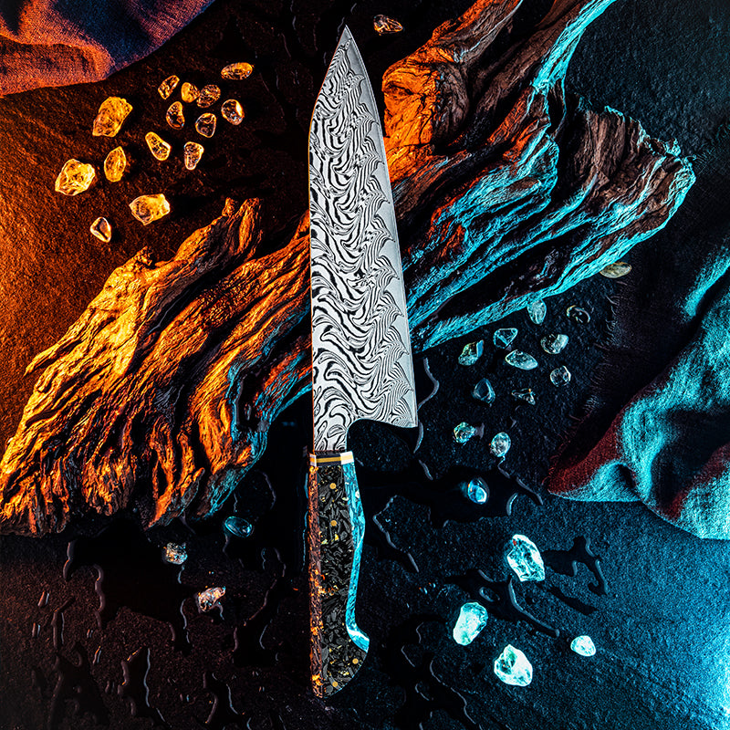 artisan leather knife sheaths for enthusiasts - Increda Japanese Chef Knife VG-10 Damascus Steel Blade with Carbon Fiber - Shokunin USA