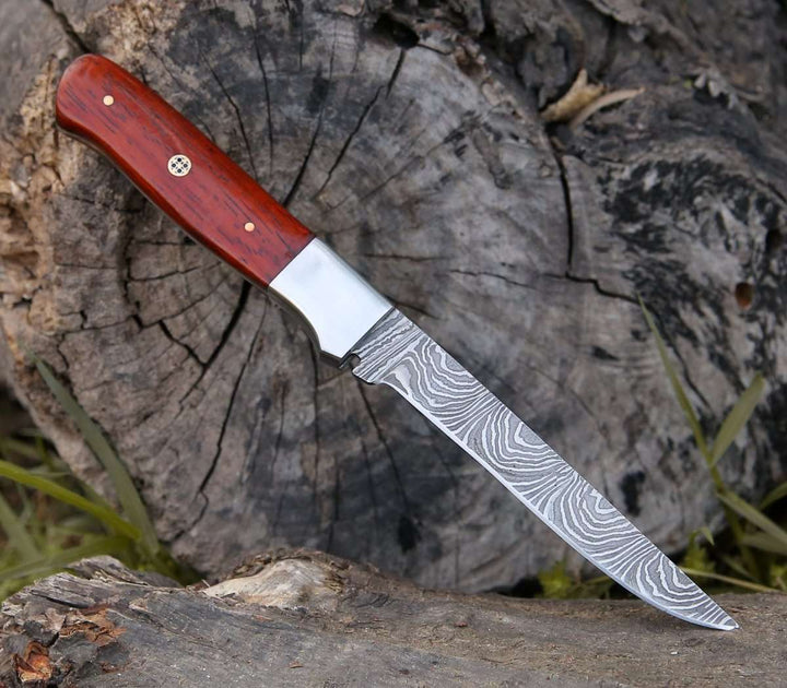 Fillet knife - Cutmaster 10.5" Damascus Fillet Knife With Exotic Red Heart Handle - Shokunin USA