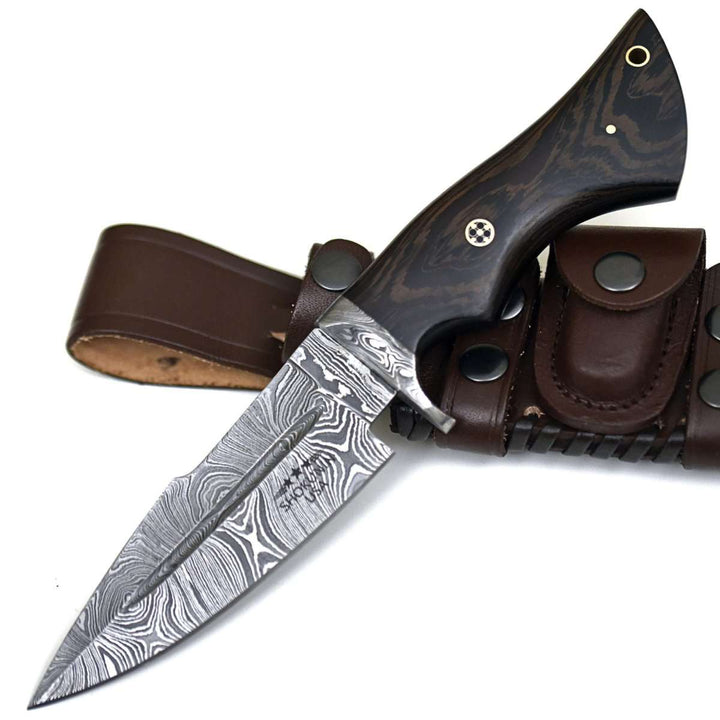 Damascus Knife - Eminence Damascus Hunting Knife with Exotic Wenge Wood Handle - Shokunin USA