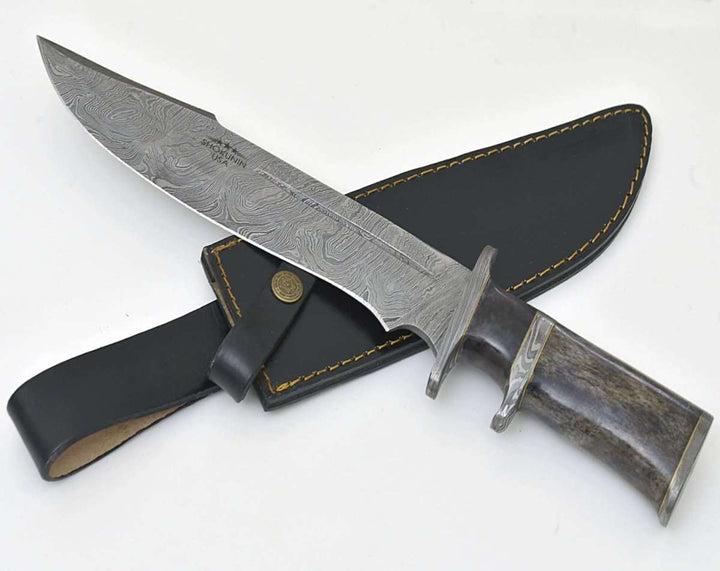 Enigma Bowie Knife – Enigma Bowie Knife with Bone Handle &amp; Leather Sheath – shokuninusa