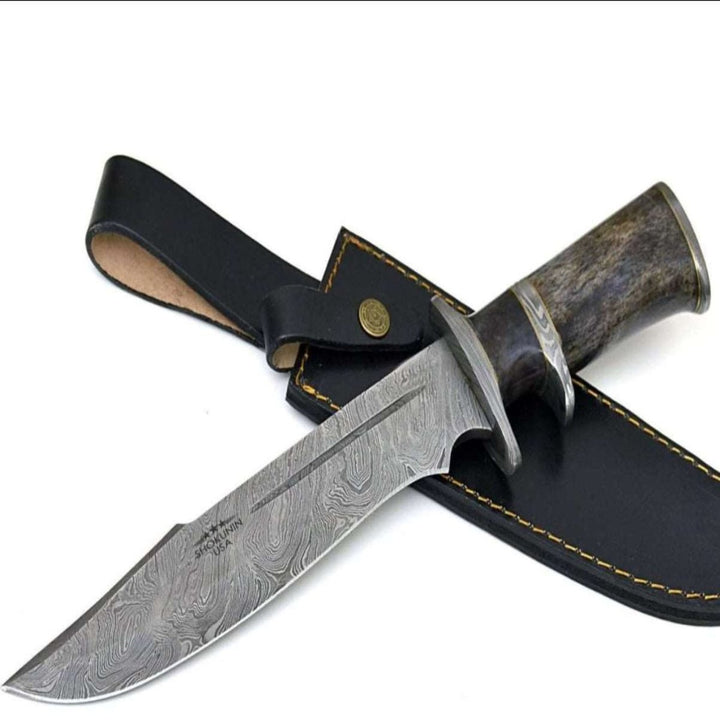 Enigma Knives – Enigma Bowie Knife with Bone Handle &amp; Leather Sheath – shokuninusa