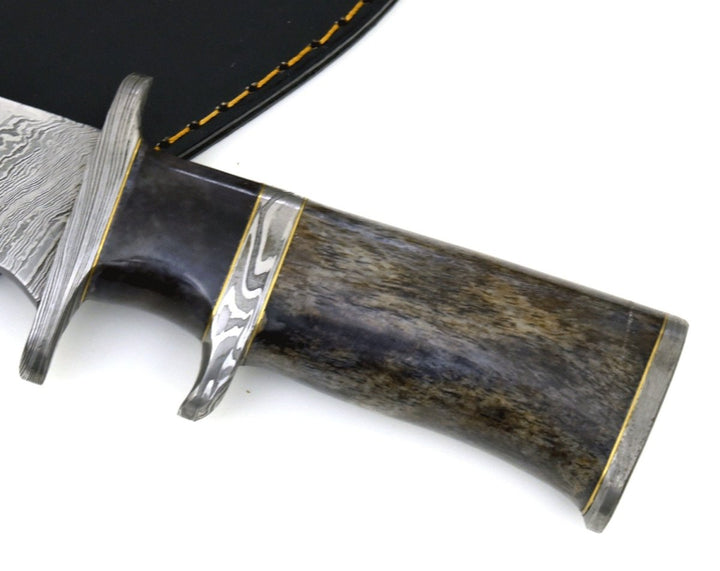 Knives Enigma Bowie - Enigma Bowie Knife with Bone Handle &amp; Leather Sheath - Shokunin USA