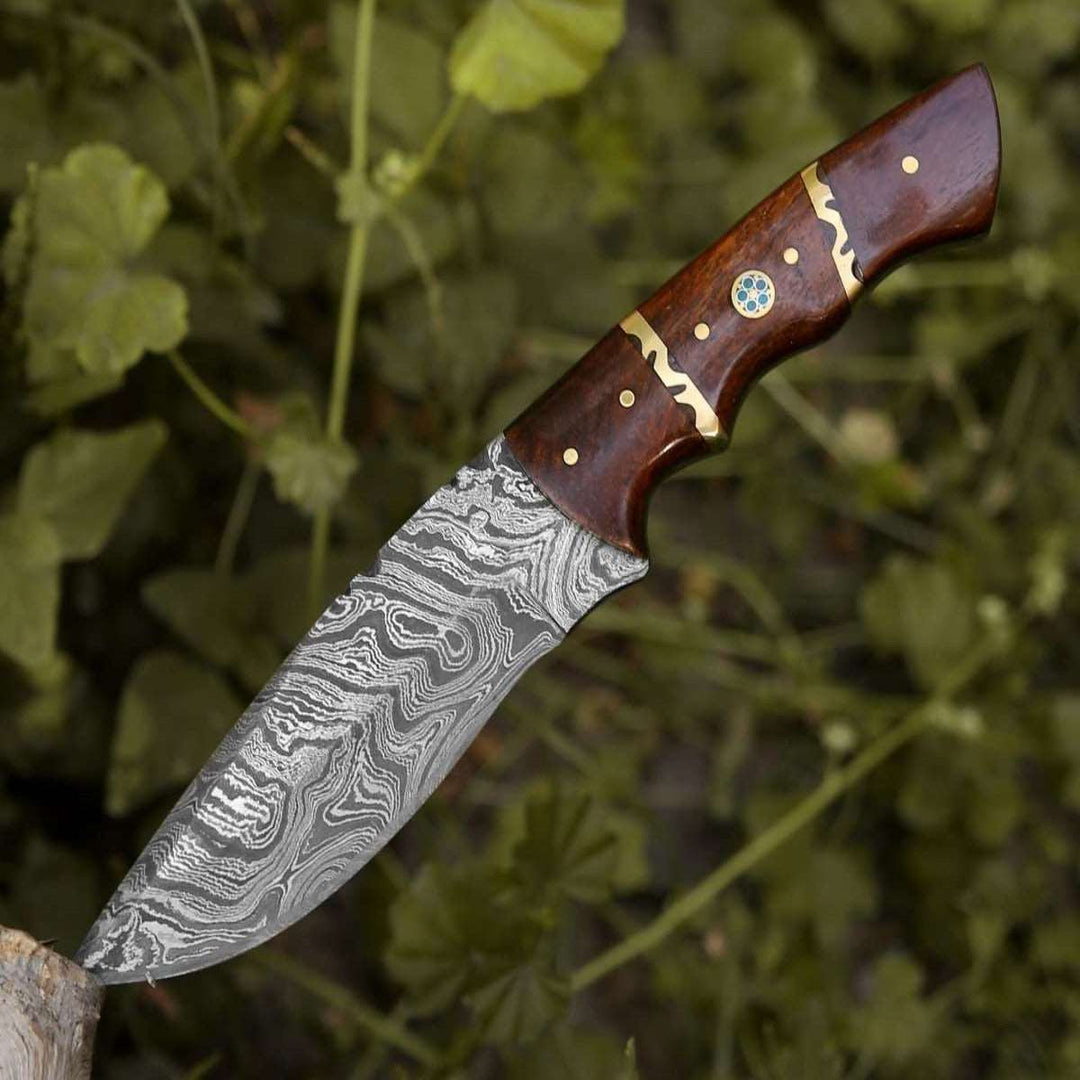 Camping knives - Fang Damascus Camp Knife with Rose Wood Handle - Shokunin USA